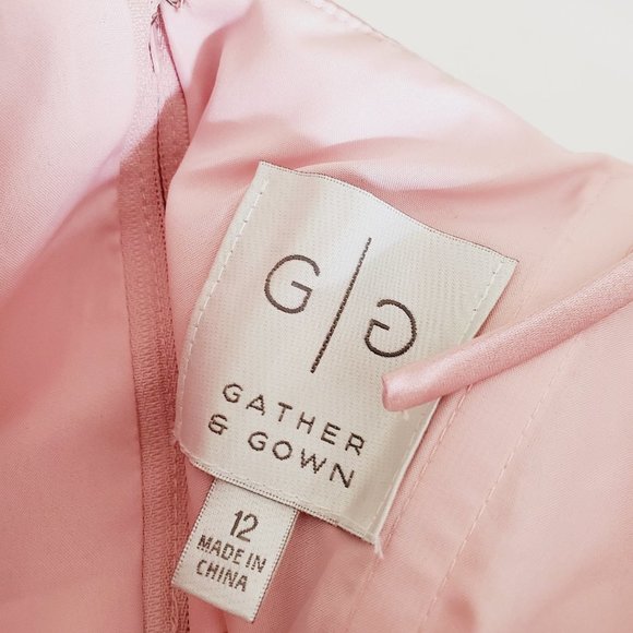 GATHER & GOWN Pink Satin Bridesmaid Formal A-Line Dress - Picture 10 of 15